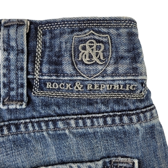 Rock & Republic Jeans Men Size 36 36X31 Relaxed Straight Leg Distressed Cotton - Picture 7 of 15